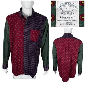 Brooks Brothers Mens XL Shirt Fine Corduroy Paisley Multicolor Regent Fit EUC